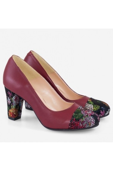 Pantofi din piele naturala Flower Crush Dianemarie   M834 bordo
