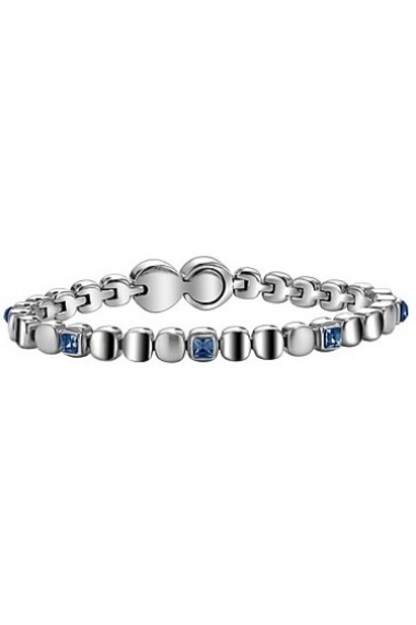 BREIL JEWELS ROLLING DIAMONDS Collection Bracciale in acciaio con cristalli blu/S/Steel bracelet w. blue crystals Size M