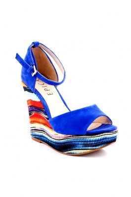 Sandale Epica albastre cu platforma multicolora