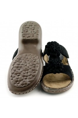 Sandale Ara negre, din nabuc, cu toc decm