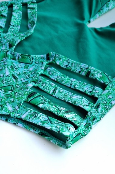Costum de baie dama intreg prindere reglabila snur slip brazilian Verde