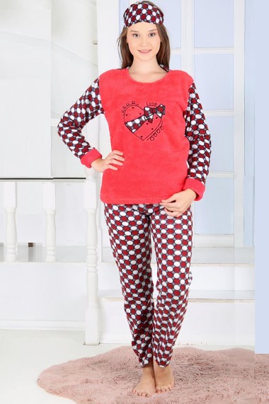 Pijama dama cocolino pufoasa cu imprimeu Fundita love