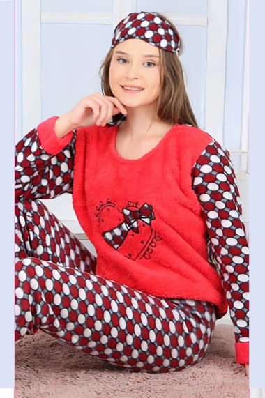 Pijama dama cocolino pufoasa cu imprimeu Fundita love
