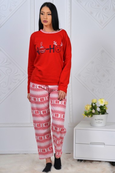 Pijama dama bumbac confortabila cu imprimeu Craciun Ho-Ho