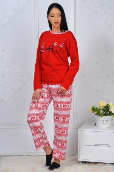 Pijama dama bumbac confortabila cu imprimeu Craciun Ho-Ho
