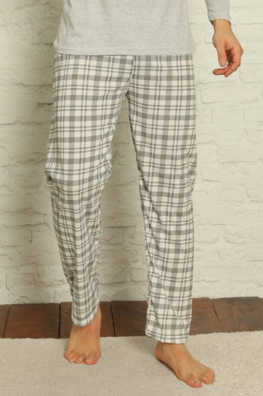 Pijama bumbac barbat cu maneci si pantaloni lungi model San Francisco gri