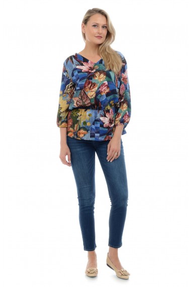 Bluza Dama Multicolora cu Imprimeu de Toamna