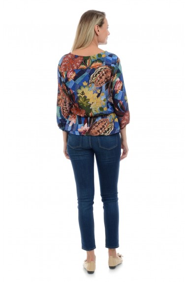 Bluza Dama Multicolora cu Imprimeu de Toamna
