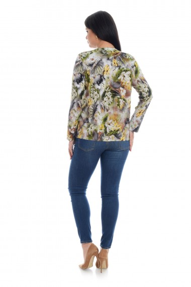 Bluza Dama Multicolora cu Imprimeu Floral si decolteu V