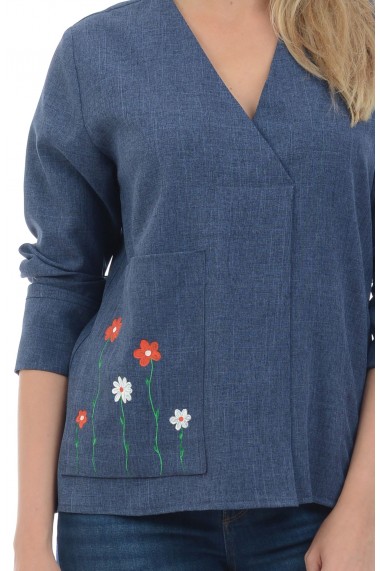Bluza Dama Denim cu Buzunar