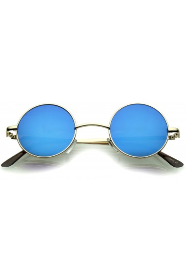 Ochelari de soare Rotunzi Retro John Lennon Albastru cu Auriu