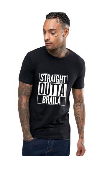 Tricou negru barbati - Straight Outta Braila