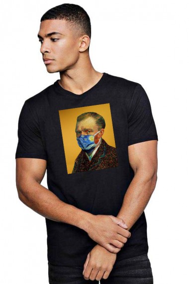Tricou barbati negru - Van Gogh in Pandemie
