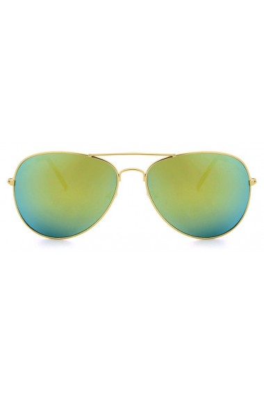 Ochelari de soare Aviator Verde cu reflexii cu Auriu Polarizati