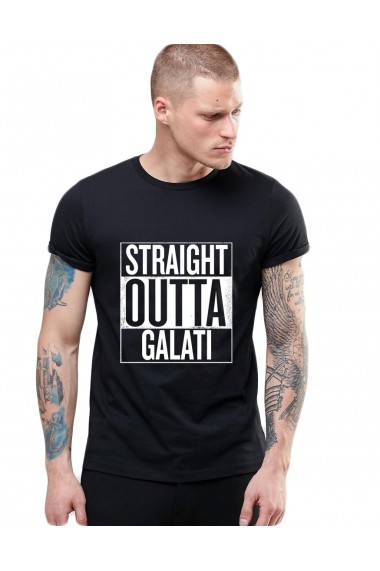 Tricou negru barbati - Straight Outta Galati