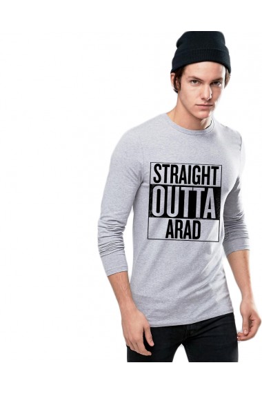 Bluza barbati gri cu text negru - Straight Outta Arad