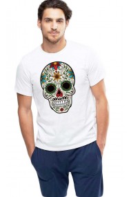 Tricou barbati alb - Sugar Skull Colorful