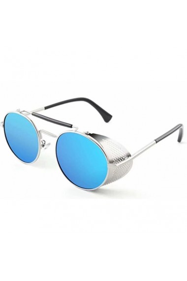 Ochelari de soare Rotunzi Steampunk Cage Albastru - Argintiu