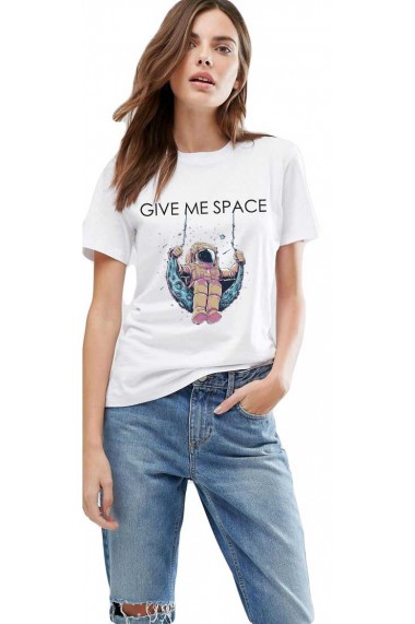 Tricou dama alb - Give me space