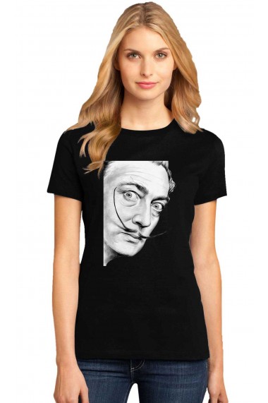 Tricou dama negru - Dali - Portret