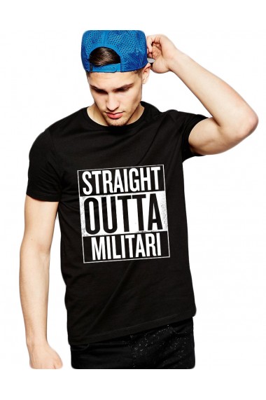 Tricou negru barbati - Straight Outta Militari