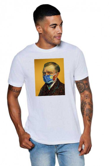 Tricou barbati alb - Van Gogh in Pandemie