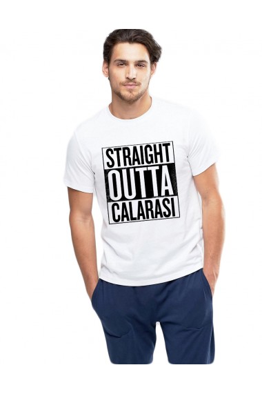 Tricou alb barbati - Straight Outta Calarasi