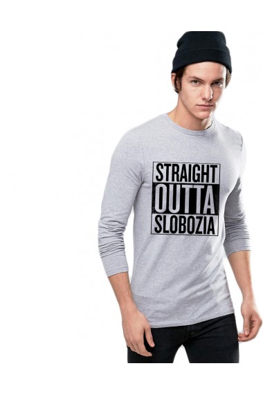Bluza barbati gri cu text negru - Straight Outta Slobozia
