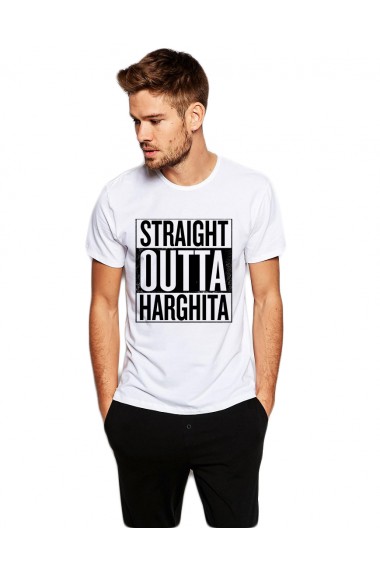 Tricou alb barbati - Straight Outta Harghita