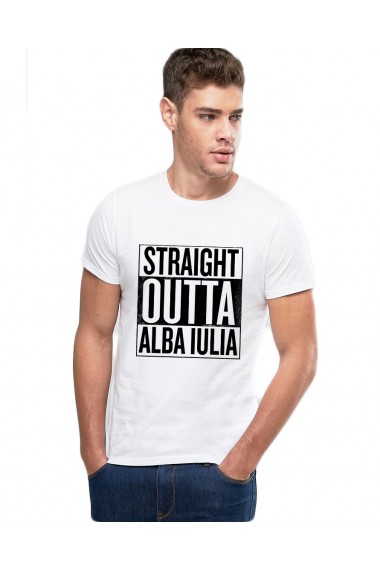 Tricou alb barbati - Straight Outta Alba Iulia