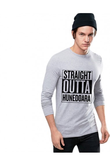 Bluza barbati gri cu text negru - Straight Outta Hunedoara