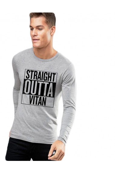 Bluza barbati gri cu text negru - Straight Outta Vitan