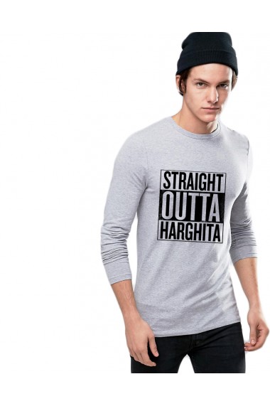 Bluza barbati gri cu text negru - Straight Outta Harghita