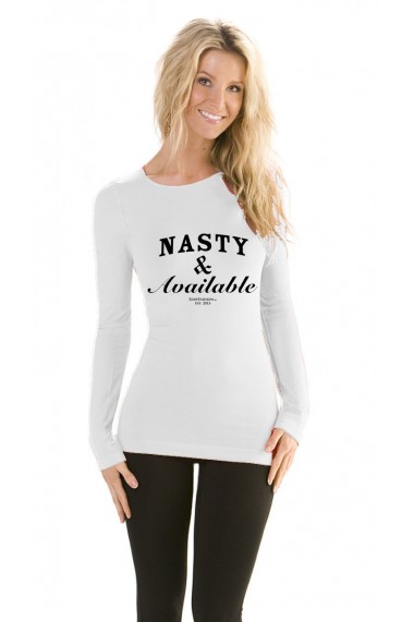 Bluza Nasty & Available - Alb