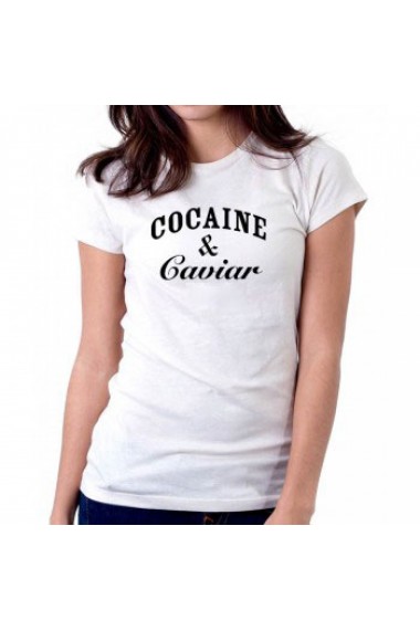 Tricou dama alb - Cocaine & Caviar