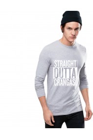 Bluza barbati gri cu text alb - Straight Outta Crangasi