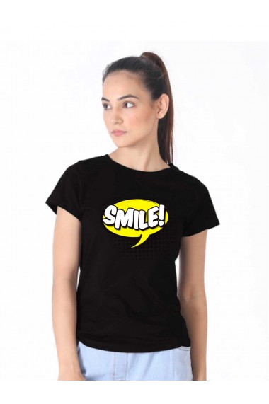 Tricou dama negru - Smile