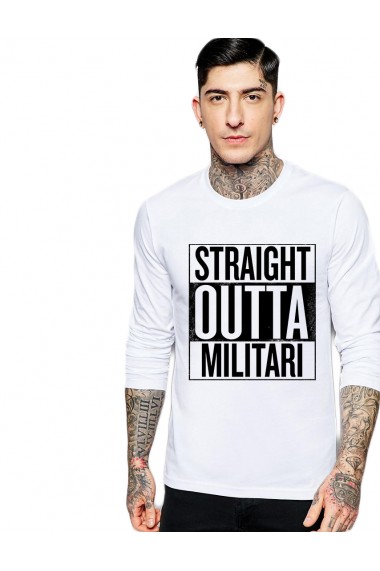 Bluza barbati alba - Straight Outta Militari