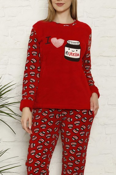 Pijama dama cocolino pufoasa cu imprimeu Love chocolate