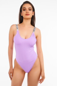 Costum baie intreg dama aplicatii pe bretele Love`s Secret mov