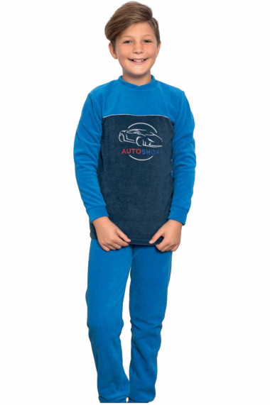 Pijama baieti material soft polar moale si calduros albastru