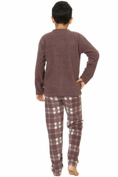 Pijama baieti material soft polar moale si calduros maro