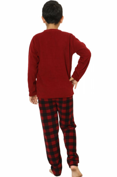 Pijama baieti material soft polar moale si calduros visiniu