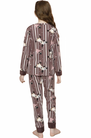 Pijama fete cocolino pufoasa si calduroasa imprimeu Ren Craciun maro