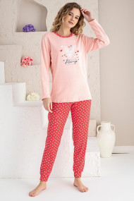 Pijama dama bumbac confortabila cu imprimeu Always roz