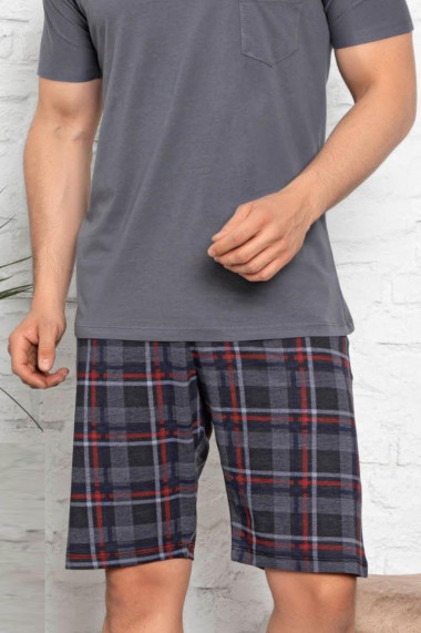 Pijama bumbac premium barbat maneci si pantaloni scurti gri