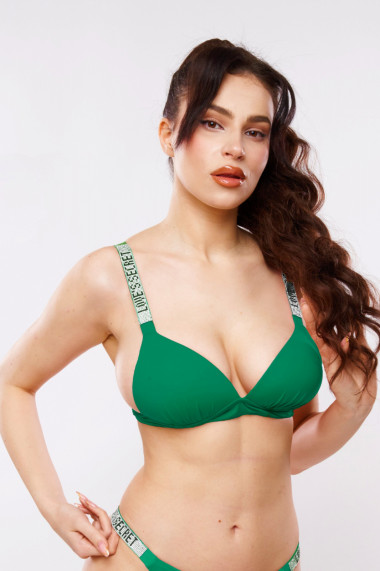 Costum de baie 2 piese cu aplicatii Love s secret slip semidecupat push-up verde