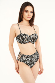 Costum de baie push-up gri. cu talie inalta si imprimeu animal print Only Embody