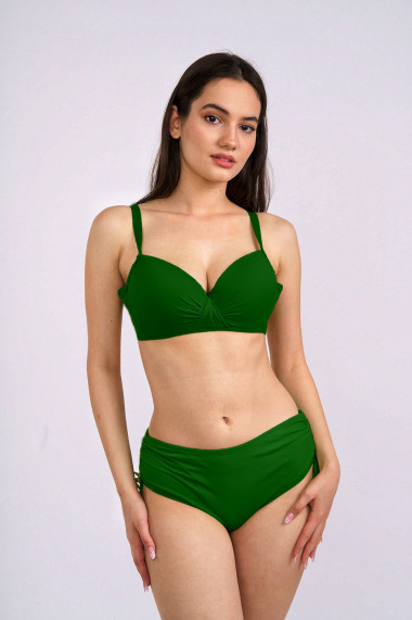 Costum de baie marime mare verde inchis cu snur reglabil Ema