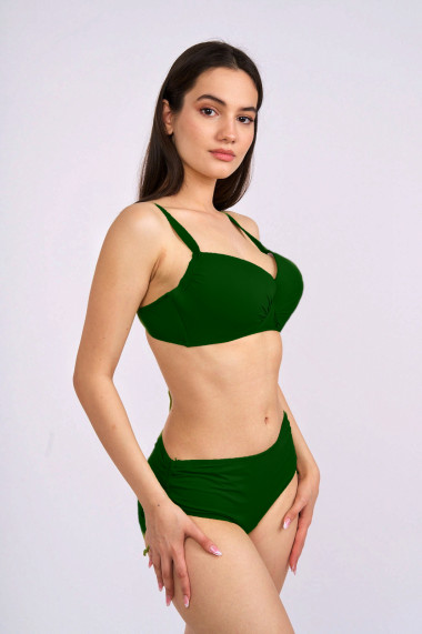 Costum de baie marime mare verde inchis cu snur reglabil Ema